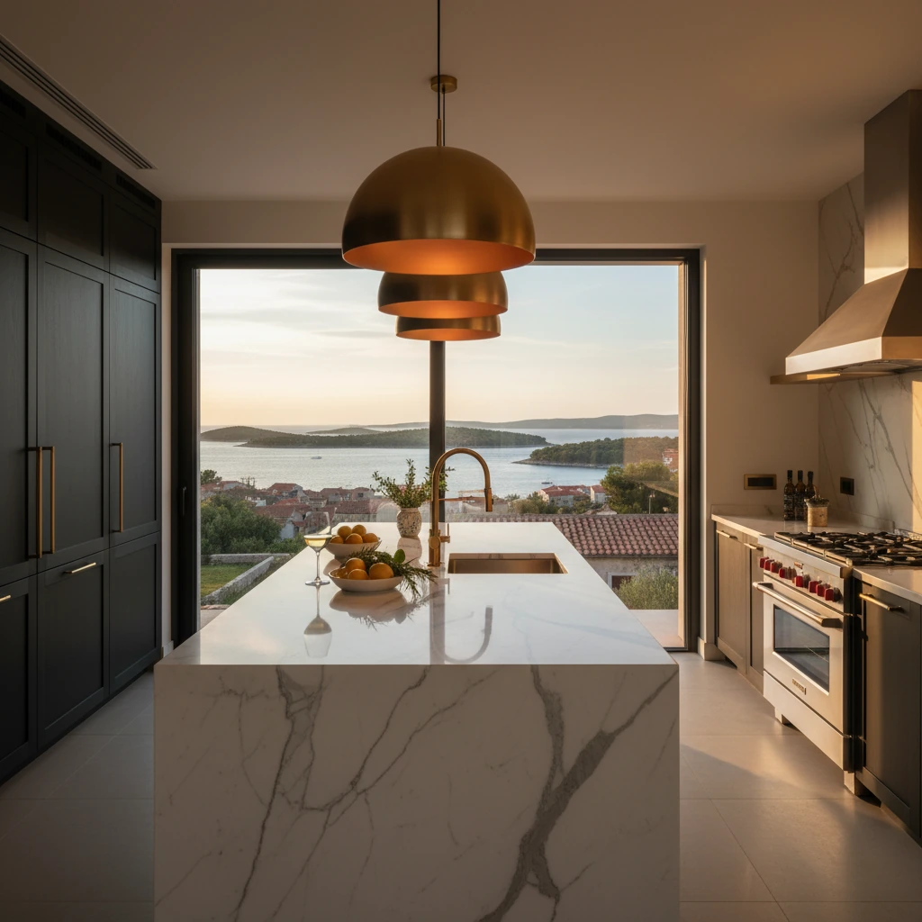 Premium luxury kitchen with Adriatic coast view